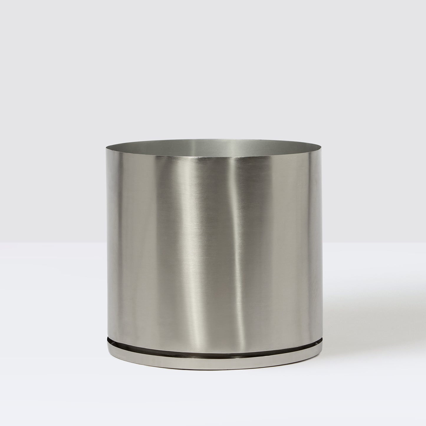 Brushed metal pot